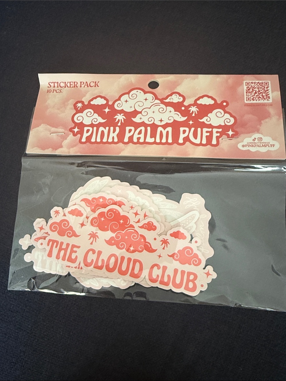 Pink Palm Puff 'The Cloud Club' Sticker Pack - Pink